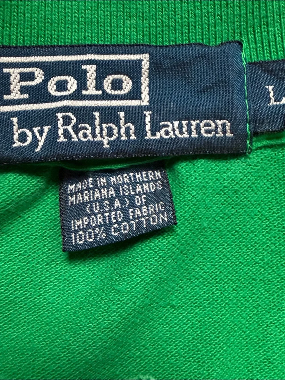 Vintage Polo Ralph Lauren Mens LARGE Green SS Pique Polo USA
